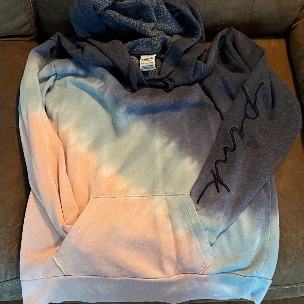 PINK Victoria's Secret Blue and Pink Tie-Dye Hoodie